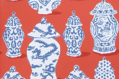 Canton Wallcovering In Color Persimmon Blue From The Dana Gibson ...