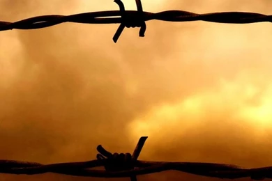 Download Wallpapers 640x960 Barbed Wire, Sunset, Sky, Obstruction ...