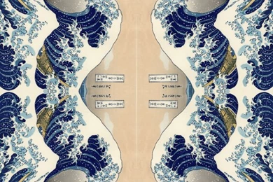 Great Wave Off Kanagawa 42h 61w Repeats Fabric   Buckskin_fringe ...