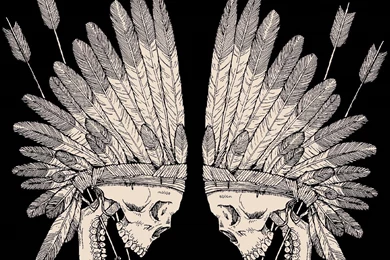 Tattoos Skulls Head Feathers Symmetry Arrows Red Man Wallpapers HD