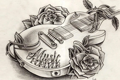 Free Designs   Music Guitar Tattoo Wallpapers