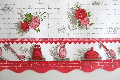 Floral Kitchen Wallpapers Border (Wide Unused Roll) SALE   50's Or ...