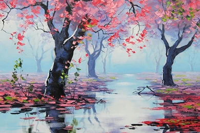 Blossom Tree Hand Painting Wallpapers For Desktop & Mobile