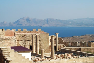 Ancient Temple Ruins In Rhodos, Greece Wallpapers   World ...