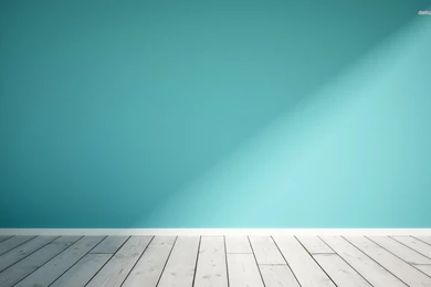 Wooden Floor And Blue Wall Wallpapers   Digital Art Wallpapers