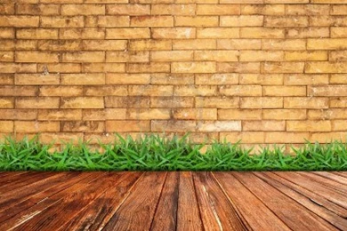 Old Brick Wall And Green Grass On Wood Floor   1200x801 IWallHD ...