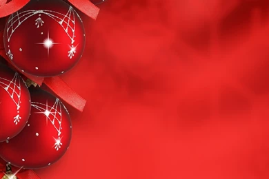 Red Christmas Ornaments On A Red Backgrounds HD Wallpapers