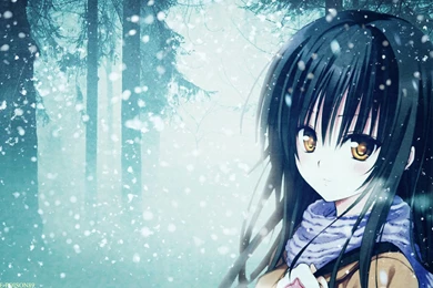 Anime   Blue   Girl   Sad   Snow   Long hair Tree forest Wallpapers ...