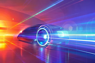 2560x1440 Solar Car Sunset Art Wallpapers