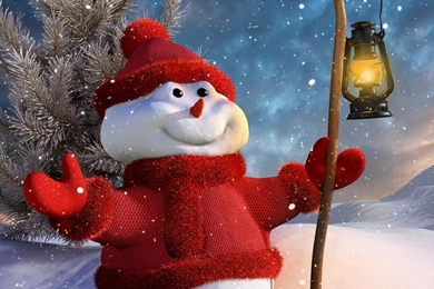 Download Wallpapers 2048x2048 Snowman, Staff, Lantern, 3d Graphics ...