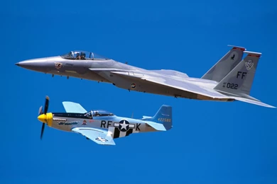 Aircraft / Planes: F15 Eagle And P51 Mustang, Picture Nr. 19662