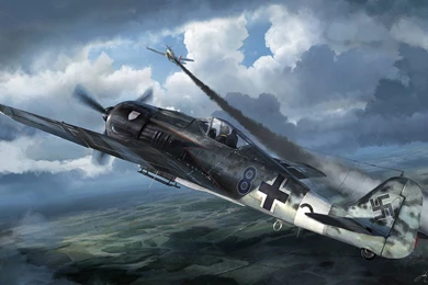 Found This Painting Of A Fw 190 Chasing A P 51 On R/wallpapers A ...