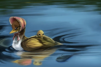 Painting Oil, Cartoon, Lovely, Little Duck, Water Art, Hd, Wallpapers