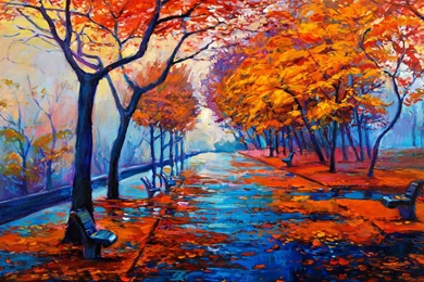 Autumn Forest Water Color Painting Wallpapers HD Download