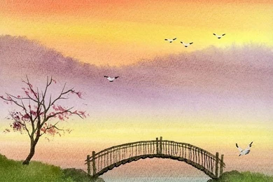 The Dreamland   Water Colour Landscape Paintings   Peaceful Rural ...