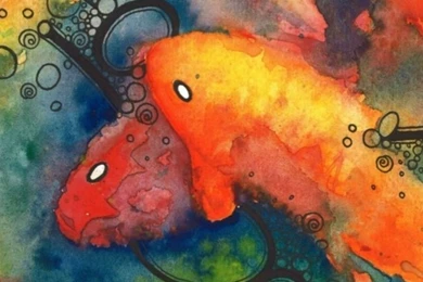 640x960 Painting Koi Water Color Iphone 4 Wallpapers