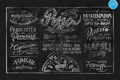 WRM397LN   Pizza Chalkboard Typography Wall Mural   Wallpapers ...