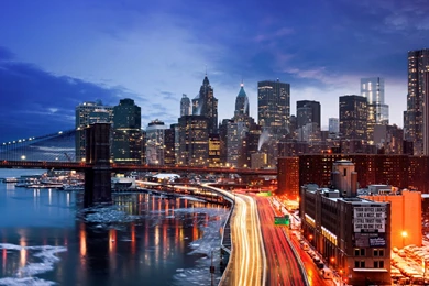 New York Manhattan Night City Wallpapers HD For Desktop