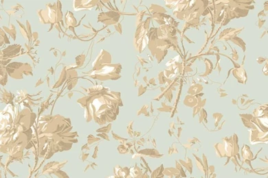 Green And Gold Floral Trail Toile Wallpapers