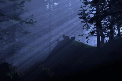 Wallpapers Space Wolves Trees Fantasy Art All 1920x1080