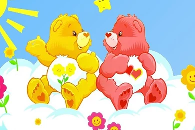 Wallpapers Description: Small Wall Of Two Care Bears Siting On ...