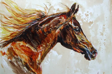 Beauty Art Artist Anna Sidi Yacoub Painting 'Free Arabian Horse ...
