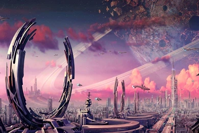 Futuristic City, Purple, Starship, Space, 1920x1080 HD Wallpapers ...