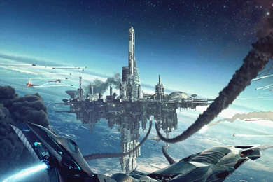 Spaceship In The City Wallpapers   Fantasy Wallpapers