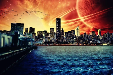 Awesome Night City With Space Photos