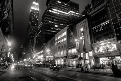 1920x1200 Taxi, Lights, New York, Night, Black And White, People ...
