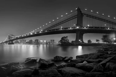 Travel & World Black And White Manhattan Bridge New York City ...