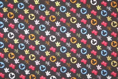 Mickey Mouse Hands Pants And Ears On Black Japan By DelishFabrics