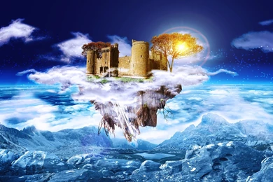 Castle On Floating Island Wallpapers   Fantasy Wallpapers