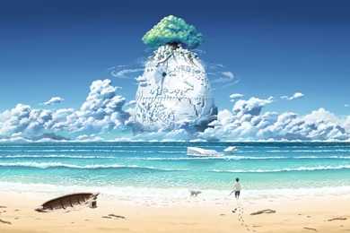 Fantastic World Sea Coast Beach Clouds Fantasy Island Wallpapers ...