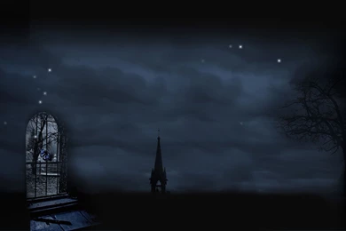 Church Blue Black Gothic Dark Desert Abstract