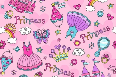 Cute Princess Elements Backgrounds Vector