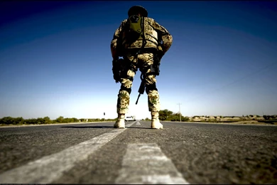 Soldier Keeping Watch On Road   1920x1080   Full HD 16/9 ...