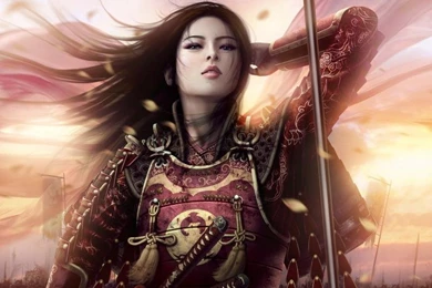 Wallpapers Woman Warrior Women Sunsets Samurai Armor Asians ...