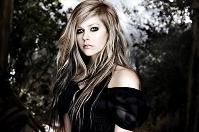 Download Wallpapers 1920x1080 Avril Lavigne, Dress, Forest, Make up ...