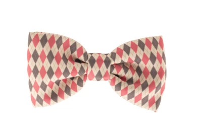 Pink Grey Argyle Mrs Bow Tie