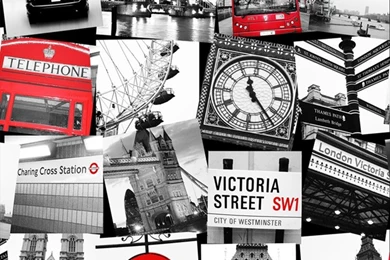 Graham & Brown London Taxi Black White Photo Pattern Wallpapers 50 841