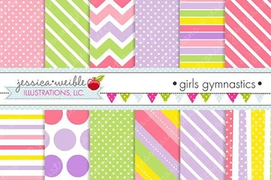 Girls Gymnastics Cute Digital Papers Backgrounds For Personal And ...