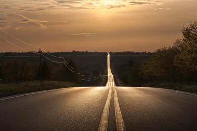 Undulating Straight Highway At Sundown >> HD Wallpaper, Get It Now!
