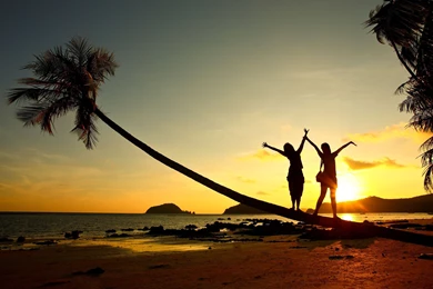 Beach Girl Sunset Fun Wallpapers