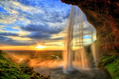 Waterfall At Sunset   (