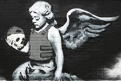 Winged Cherub Banksy Wallpapers