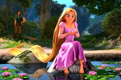 Rapunzel With A Purple Water Lily   Tangled Wallpapers   Cartoon ...