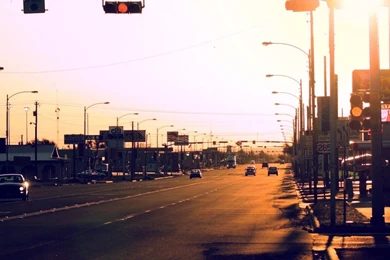 Sunset Street Traffic Light Car iPad Air Wallpapers Download ...