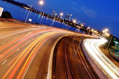 Download Wallpapers 2560x1440 Road, Traffic, Light, Night Mac iMac ...