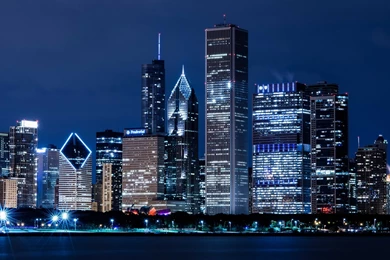 Skyscraper At Night   Wallpaper.